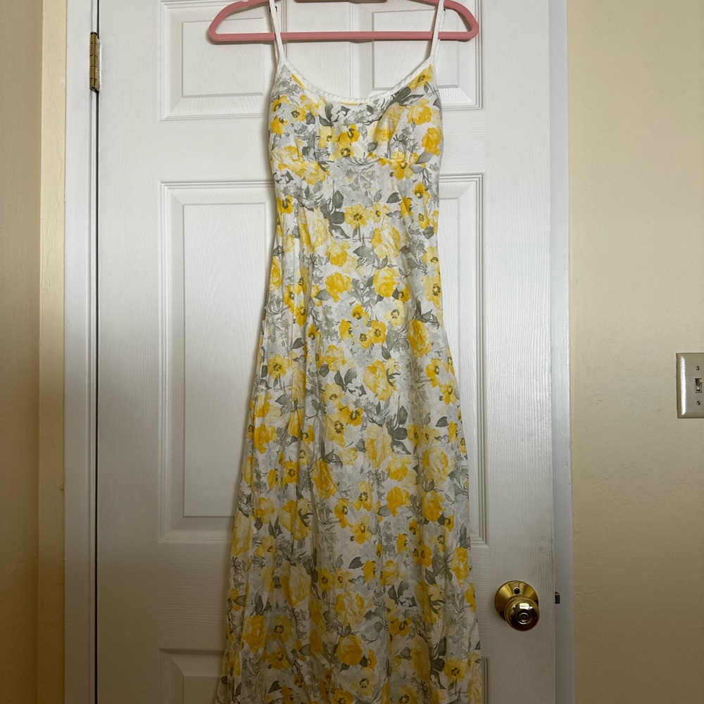 Floral Yellow and Gray Women's Dress